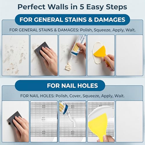 Drywall Patch Repair Kit, 2 Pack Wall Mending Agent - Wall Repair Paste for Nail Holes, Dents, Simple Filling of Wall Holes＆Efficient Crack Repair - color: 2 PCS