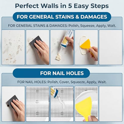 Drywall Patch Repair Kit, 2 Pack Wall Mending Agent - Wall Repair Paste for Nail Holes, Dents, Simple Filling of Wall Holes＆Efficient Crack Repair - color: 2 PCS