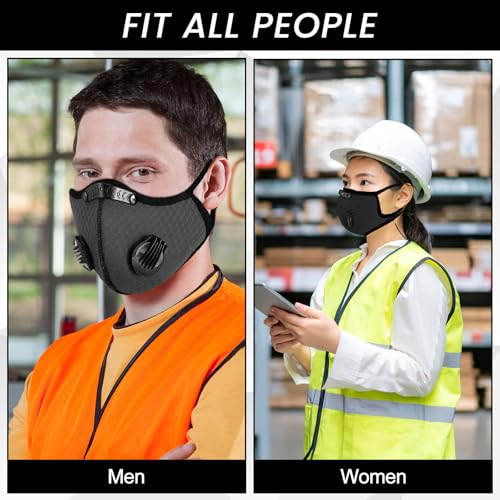 Threlaco Dust Mask Reusable - color: Black, Dark Gray