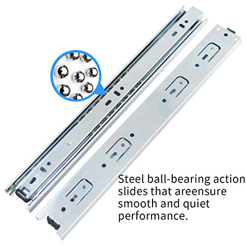 A Pair of Black Metal Quiet Ball Bearing Full Extension 2 Section Drawer Slide, Side Mount (32.5cm/13 Inch) - size: 32.5cm/13 Inch