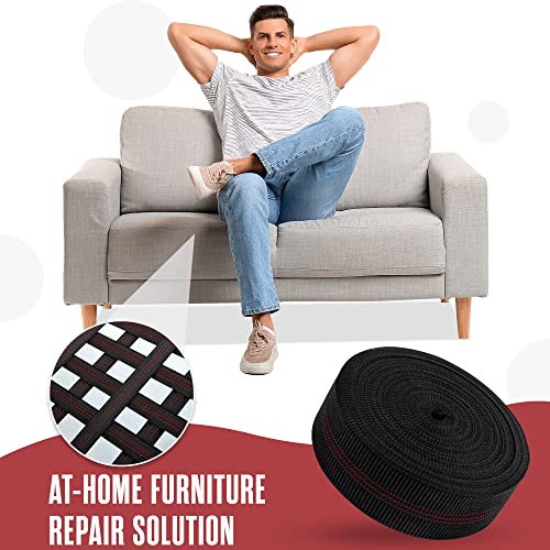 Chair Webbing, Upholstery Strapping, Elastic Furniture Repair, 2IN x 40FT - size: 2 Inch x 40 Feet