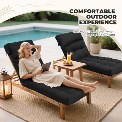 76 x 22 x 4.7 Waterproof Chaise Lounge Chair Cushion Outdoor Black - color: Black, size: 1 Pack