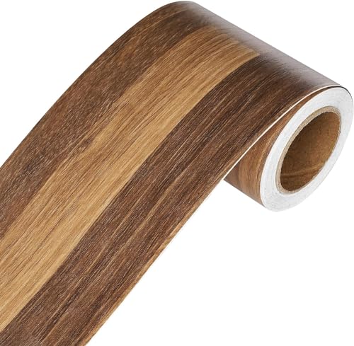 YENHOME Wood Wallpaper Border Mirror Frame Border Peel and Stick Wood Grain Tape Repair Removable Brown Wooden Wallpaper Border Trim Wall Paper Border for Bedroom Furniture Bulletin Board 3" X236" - color: Brown, size: 3" x 236"