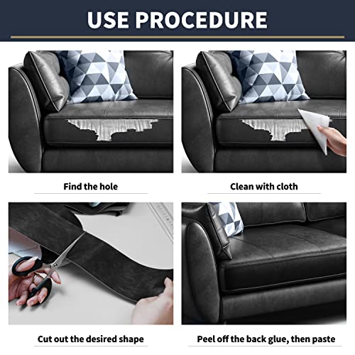 ONine Professional Leather Repair for Sofa,Leather Repair Tape 3x60in(Dark Gray Leather) - color: Dark Gray Leather, size: 3 x 60 inches