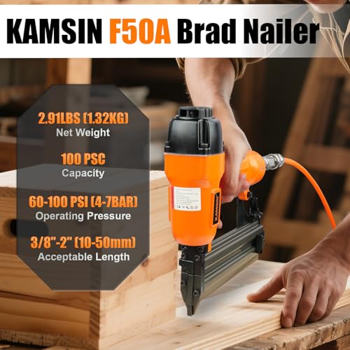 F50A Pneumatic Brad Nailer, 18 Gauge Finish Nailer with Safety