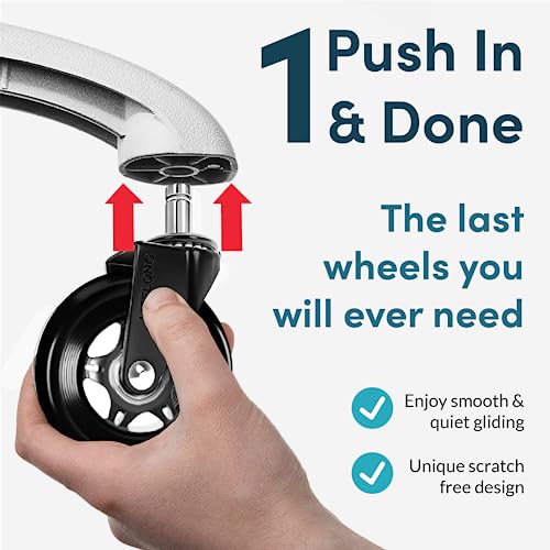 Lifelong Office Chair Wheels Replacement, Heavy Duty, 5-Pack, 98% Fits - color: Dark Black, size: 3 Inch