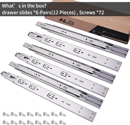 22 inch Soft Self Close Drawer Slides 6 Pairs (12pcs) Full Extension Ball Bearing 3 fold Full Stretch Side Mount Drawer Slides 100 LB Capacity Drawer Slide 22" Silver - size: 22 inch-550mm