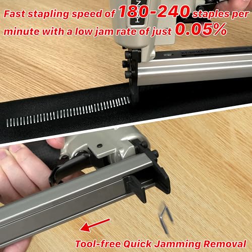 KEENTECH Pneumatic Staple Gun 21GA with 3000pcs 1/2" Crown Staple1/4-5/8" - color: Silver, size: 21 Gauge 8016