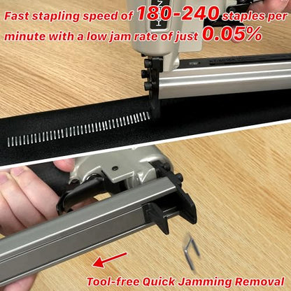 KEENTECH Pneumatic Staple Gun 21GA with 3000pcs 1/2" Crown Staple1/4-5/8" - color: Silver, size: 21 Gauge 8016
