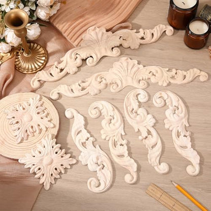 Croblissful 8 Pcs Wood Appliques and Onlays, Adorable Style, Large Size - size: Large Size, style: Adorable Style