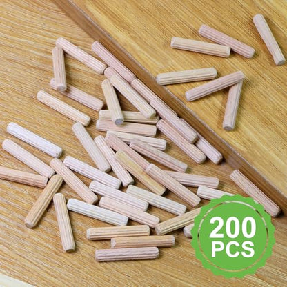 1/4" x 1-1/4" Wooden Dowel Pins - FoDau770 Beech Wood Dowel Rods - 200 Pcs - size: 1/4" x 1-1/4"