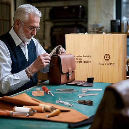 BUTUZE Leather Working Kit, Boxed Leather Tooling Kit, All-in-one