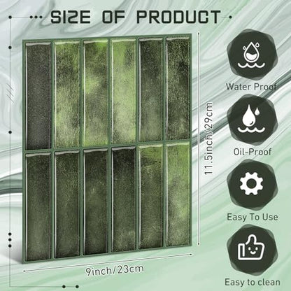 Drydiet 10 Sheets Peel and Stick Tile Backsplash Bulk, 11.43” x 9”, Green - color: Green