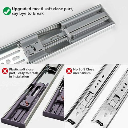 LONTAN 24 Inch Soft Close Drawer Slides with Rear Mounting Brackets 1 Pair - size: 24 Inch