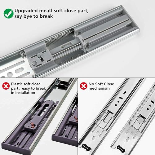 LONTAN 20 Inch Soft Close Drawer Slides with Rear Mounting Brackets 1 Pair - size: 20 Inch