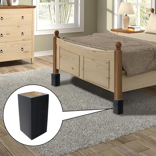 Black Cuboid Pine Wooden Risers for Table Bed Couch Sofa Desk 4Pcs - color: Black, size: In dia 1.97"/H 3.94"