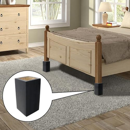 Black Cuboid Pine Wooden Risers for Table Bed Couch Sofa Desk 4Pcs - color: Black, size: In dia 1.97"/H 3.94"