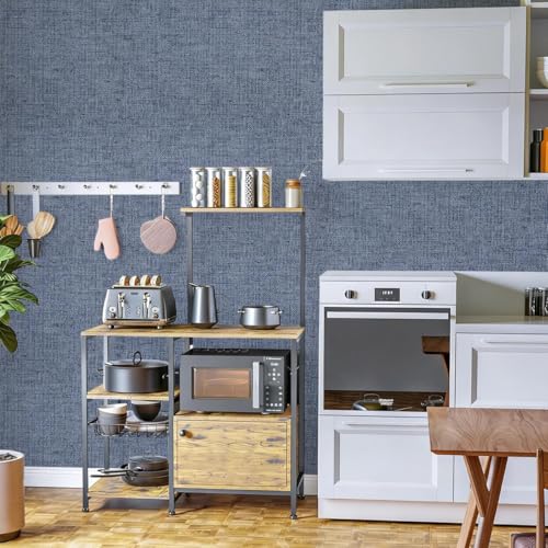 Denim Blue Grasscloth Peel and Stick Wallpaper 15.7inch x 196.8inch - color: Denim Blue, size: 15.7"W x 196.8"L