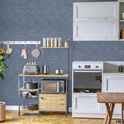 Denim Blue Grasscloth Peel and Stick Wallpaper 15.7inch x 196.8inch - color: Denim Blue, size: 15.7"W x 196.8"L