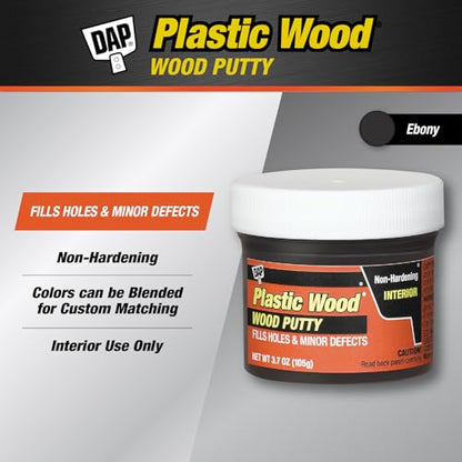 DAP Plastic Wood Wood Putty, Ebony, 3.7 oz (7079821266)