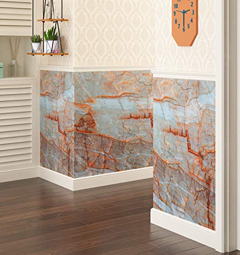 Livelynine 15.8"X197" Teal Marble Wallpaper Peel and Stick Countertop Waterproof Marble Contact Paper for Countertops Bathroom Self Adhesive Counter Top Vinyl Wrap Kitchen Table Desk Covers Counters - color: Blue Marble Contact Paper, size: 15.8" x 197"