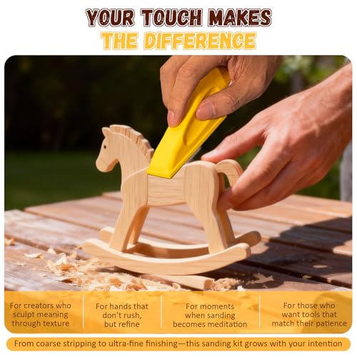 128PCS Premium Micro Sander & Sandpaper Kit, Detail & Mini Hand Sander with Small Sanding Block, 80–3000 Grit Sandpaper Assortment for Wood, Crafts, Furniture, Tight Spaces & DIY Projects