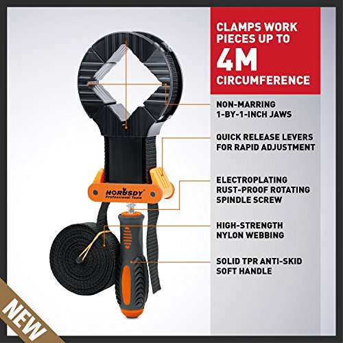 HORUSDY 4-Piece Band Clamp, Woodworking Frame Clamp Strap Holder for Picture Strap Clamp Strap Clamp (4-Piece Band Clamp) - style: 4-Piece Band Clamp