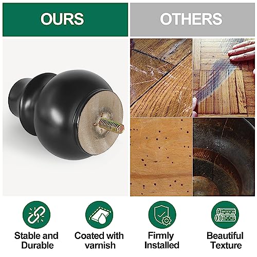 FoDau770 Rubber Wood Furniture Legs 4 Inch, Black Couch Legs, 4pcs - color: Black, size: 4 Inch