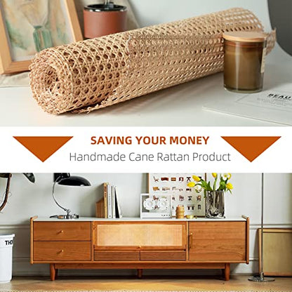 18" Width Cane Webbing Rattan Webbing 3.3Ft Natural Rattan Caning Material for Cabinet,Chair,Dresser, Furnitur,with 3/7.5" Groove Chair Caning - size: 18"Wx40"L(3.3ft)