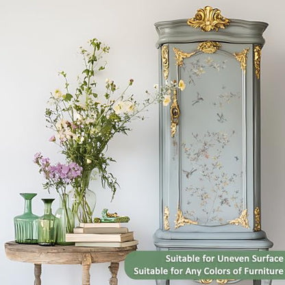 Floral Rub on Transfer for Furniture Wood Glass DIY - color: Spring Summer Birdsong