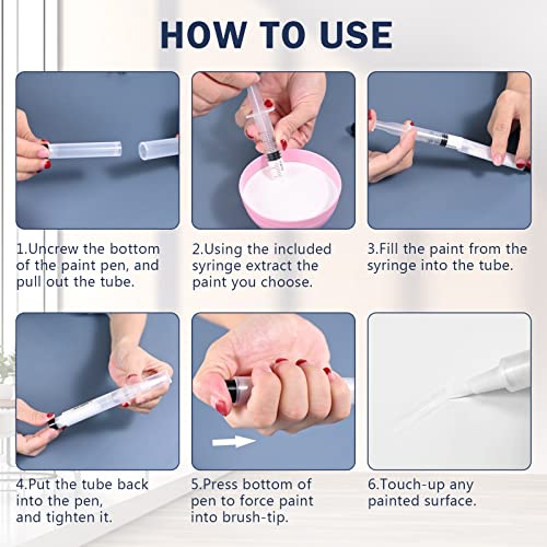LANBEIDE Refillable Touch Up Paint Pens, 3Pcs Paint Brush Pens for Walls Repair, Furniture Repair Kit for Drywall, Wood Floors, Cabinets, Windows, Doors, Desks 6ML - size: 1 Count (Pack of 3)
