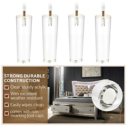 La Vane 4 inch Acrylic Tapered Furniture Legs with M8 Bolts & Plates,4PCS - size: 4"/10cm