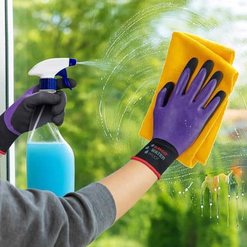 KAYGO Waterproof Work Gloves, Non-Slip Double Latex Coated, KG150 - color: Purple, size: Large