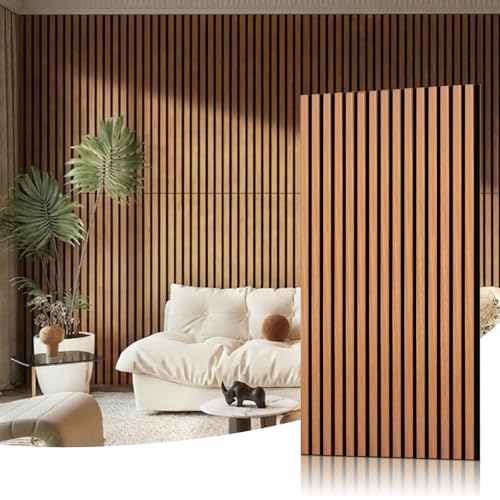Wood Slat Acoustic Wall Panels, Teak, 2 Pack, 47.2" x 23.6" - color: Teak, size: 2-Pack