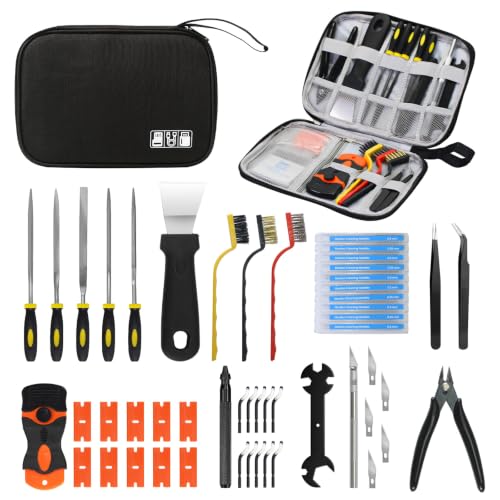 52 PCS Printer Accessories Tool Kit for 3D Printer, Compatible with FDM SLA Printing Machine, Includes Scraper, Tweezers, Nozzle Cleaning Needles, Deburring Tool, Flush Cutters for Beginner Printing
