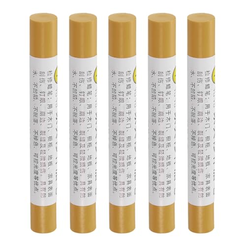 uxcell Furniture Repair Crayons, 5Pcs - Wood Wax Filler Stick, Furniture Markers Touch Up - for Scratches Holes Tables Desks Wooden Floors Cover Ups, Golden Oak - color: Golden Oak