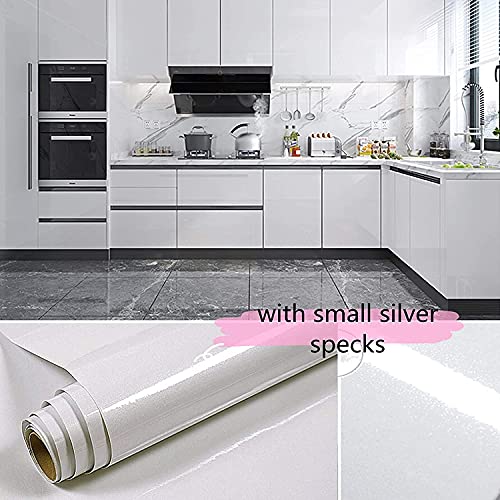 White Contact Paper Glossy Shiny Peel and Stick Wallpaper for Countertops - color: White, size: 17.7" x 118"