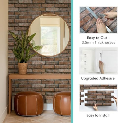 Commomy Faux Brick 3D Wall Panels - Not Real Brick 12 pcs of 22.8" x 11.8" - color: ‎Large Brick-O
