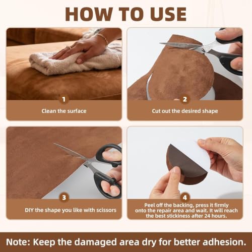 Fabric Repair Patch, Self Adhesive Couch Tape for Cloth Furniture - color: Suede Brown, size: 3.5X79 Inch