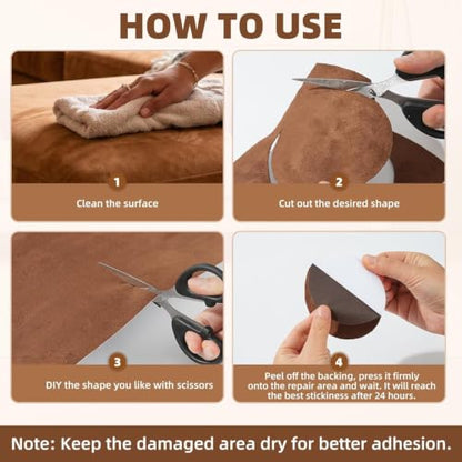 Fabric Repair Patch, Self Adhesive Couch Tape for Cloth Furniture - color: Suede Brown, size: 3.5X79 Inch