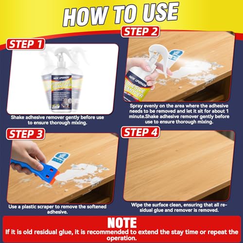 Adhesive Remover Spray – 10.14Floz Sticker Remover for Cars, Stickers, Labels, Tape Residue, Glue, Chewing Gum & Caulk – Works on Metal, Glass, Plastic, Car Paint & Hard Surfaces – with Scraper Super