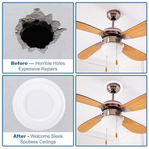 PATIKIL Goof Rings Inner Diameter 2.99", Outer Diameter 4.72", 4 Pcs Metal Goof Rings Cover Recessed Light Trim for Ceiling Wall Fixtures Can Lighting Down Light LED, Matte Finish White - color: White, size: 4.72" OD x 2.99" ID