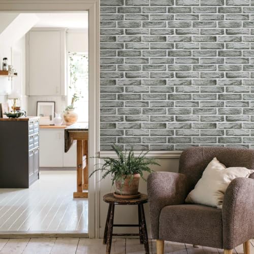 Commomy 3D Faux Brick Peel and Stick Wall Sticker Retro Grey - 10pcs - color: Faux Brick-QA