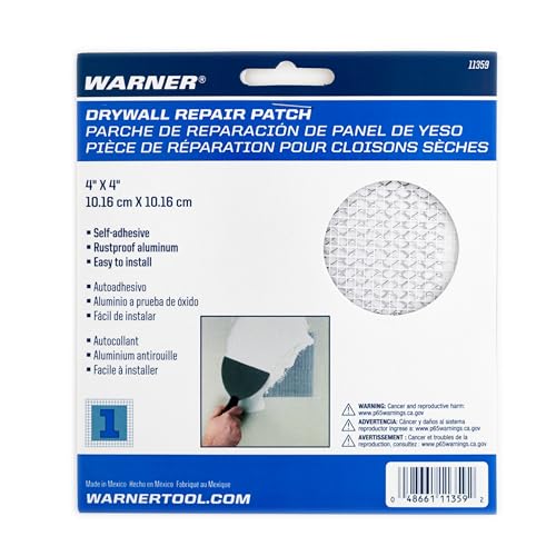 Warner Self-Adhesive Aluminum Drywall Repair Patch, 4-in x 4-in
