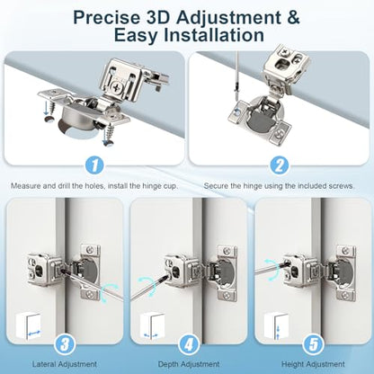 KNOBWELL 1-1/4" Overlay Soft Close Hinges Face Frame Cabinet Hinges 25 Pair - size: 1-1/4 inch Overlay