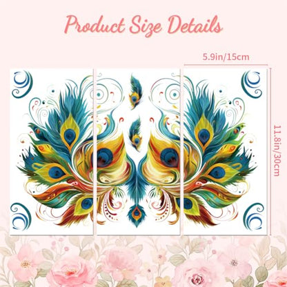 Peacoblue Peacock Feathers Rub On Transfers for Furniture Craft 6"x12" - style: Vintage Peacock Feathers