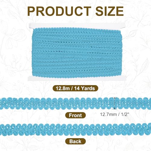 MECCANIXITY Gimp Braid Trim 1/2" x 14 Yards Polyester, Sky Blue - color: Sky Blue