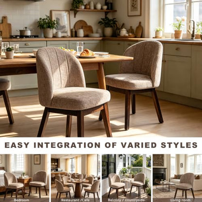 FREKEN Wooden Dining Chairs Set of 8, Modern Fabric Upholstered Dining Room Chair, Kitchen Side Chairs, Farmhouse Armless Dinner Chair for Kitchen, Brown - color: Brown, size: Set of 8