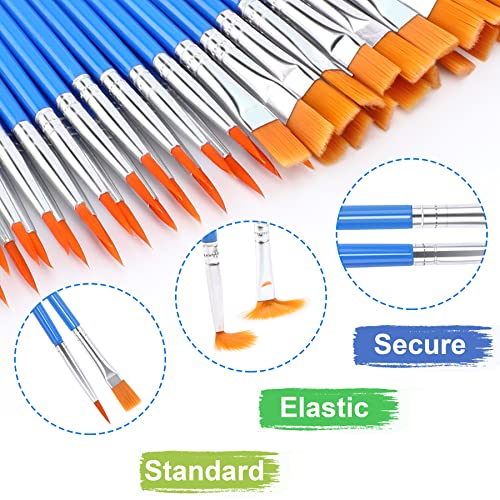 UPINS 30 Pcs Paint Brushes, Small Brush Bulk for Detail Painting - size: 6.69inch, style: Mix(15Flat +15Round)