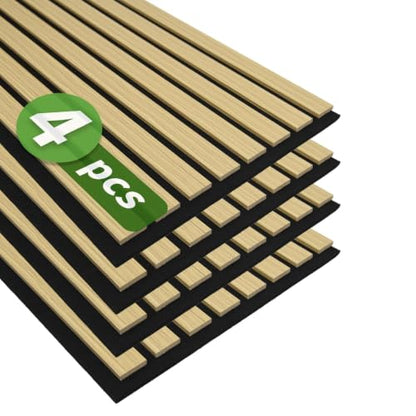 Art3d 12" x 24" Acoustic Wood Slat Wall Panel, 4pcs, 8 sq.ft, Oak - color: Oak, size: 12" x 24"